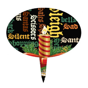 Christmas Candle Word Art Collection Cake Topper