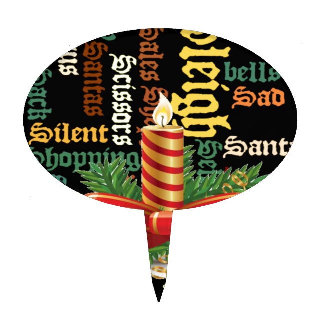 Christmas Candle Word Art Collection Cake Topper (Front)