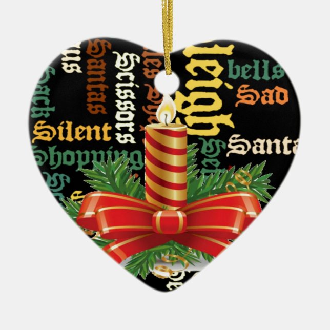 Christmas Candle Word Art Collection Ceramic Ornament (Front)