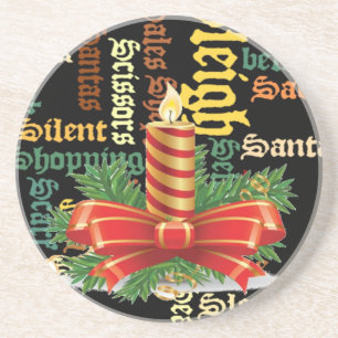 Christmas Candle Word Art Collection Drink Coaster