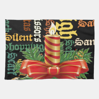 Christmas Candle Word Art Collection Kitchen Towel