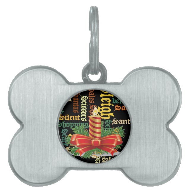Christmas Candle Word Art Collection Pet Tag (Front)