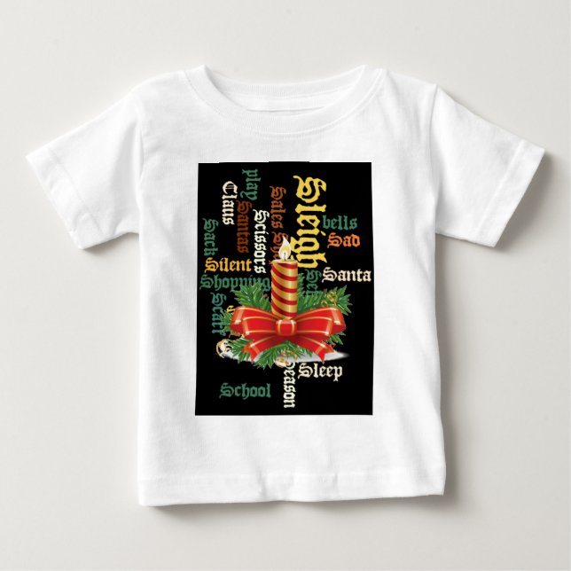 Christmas Candle Word Art T-Shirt (Front)