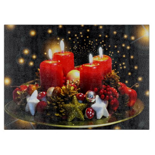 Christmas Candle Wreath Decoration Cutting Board