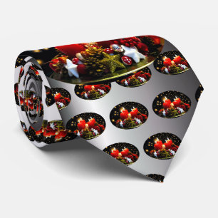 Christmas Candle Wreath Decoration Neck Tie