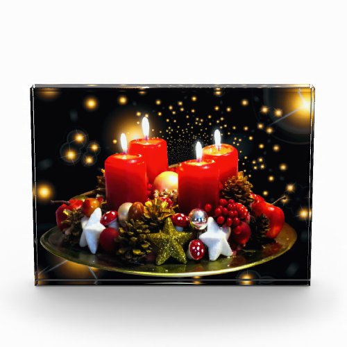Christmas Candle Wreath Decoration Photo Block