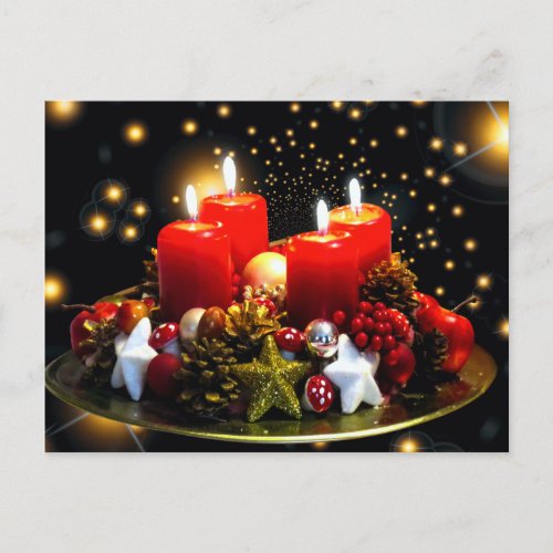 Christmas Candle Wreath Decoration Postcard