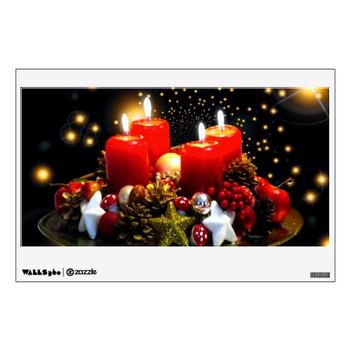 Christmas Candle Wreath Decoration Wall Decal