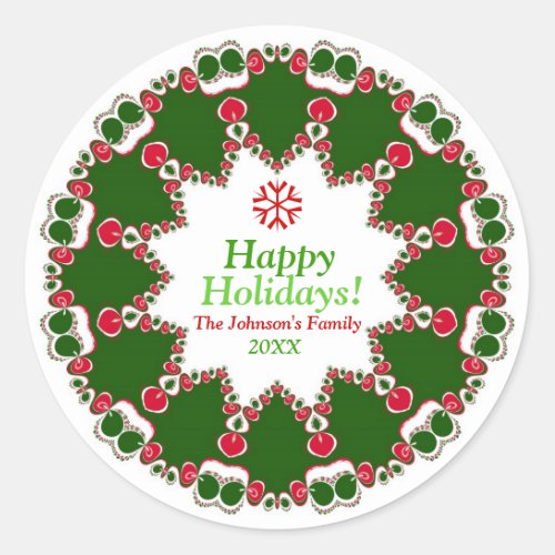 Christmas Candlelight Fractal lace mandala Classic Round Sticker