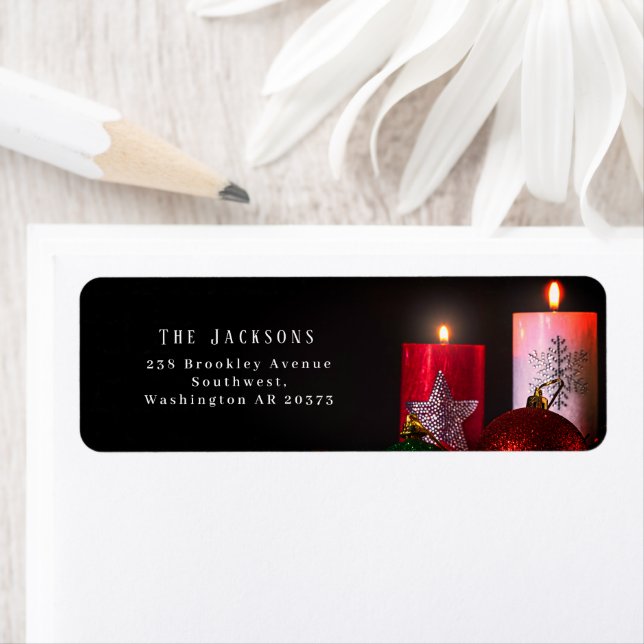 Christmas Candlelights Ornaments Return Address Label (Insitu)