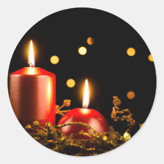 Christmas candles classic round sticker