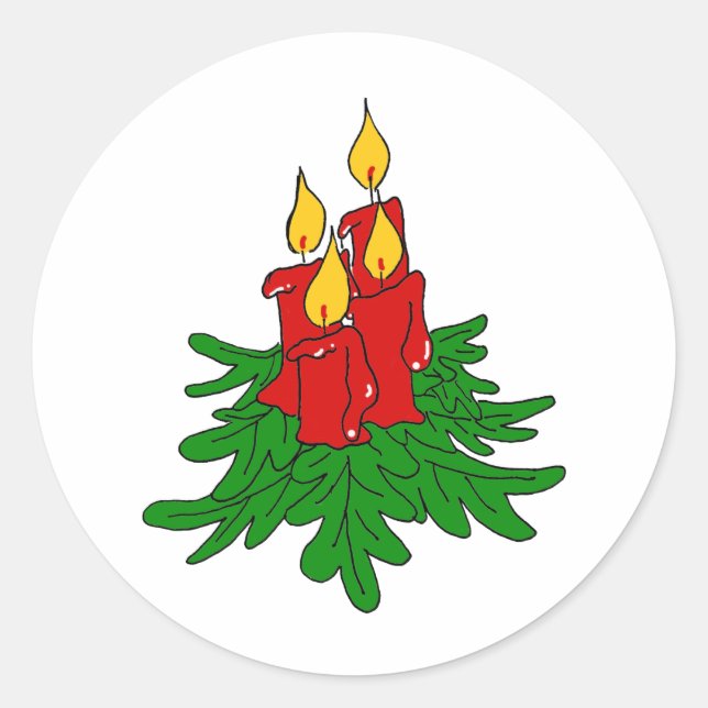 christmas candles classic round sticker (Front)