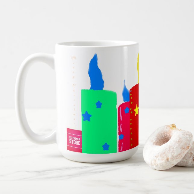 Christmas candles coffee mug (With Donut)