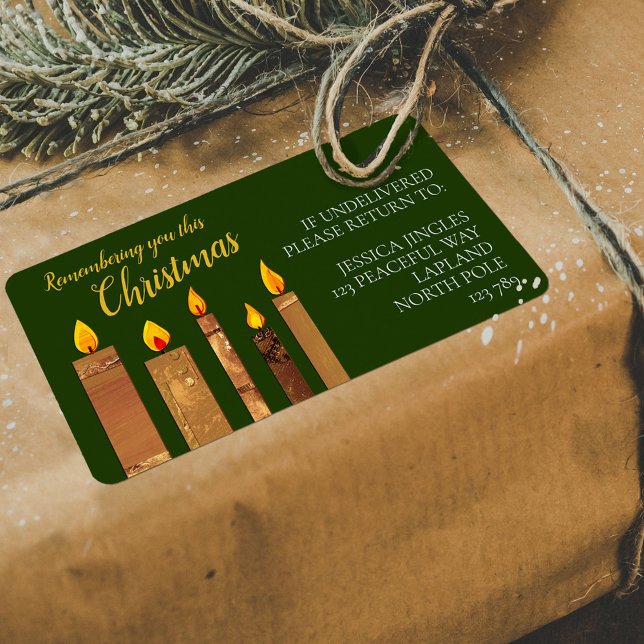 Christmas candles golden green worship paper art label (Creator Uploaded)