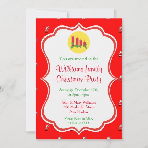 Christmas Candles Holiday Invitations