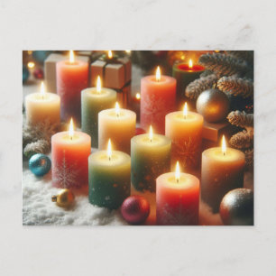 Christmas candles holiday postcard