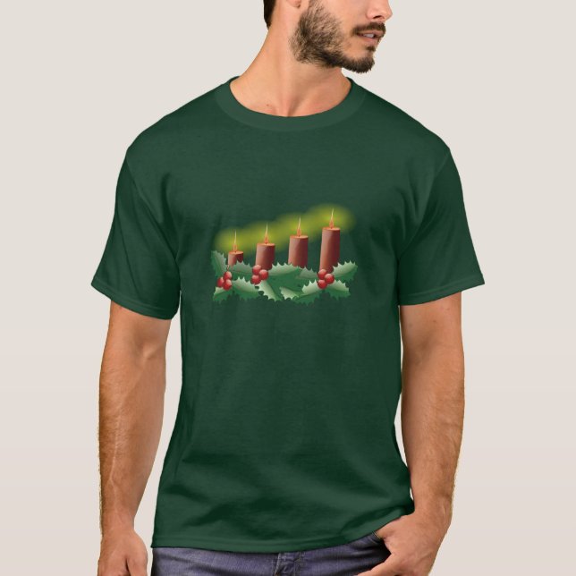 Christmas Candles & Holly T-Shirt (Front)