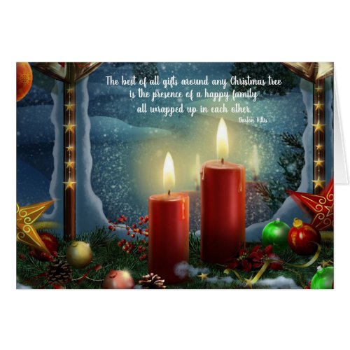 Christmas Candles in Winter Window Christmas Card