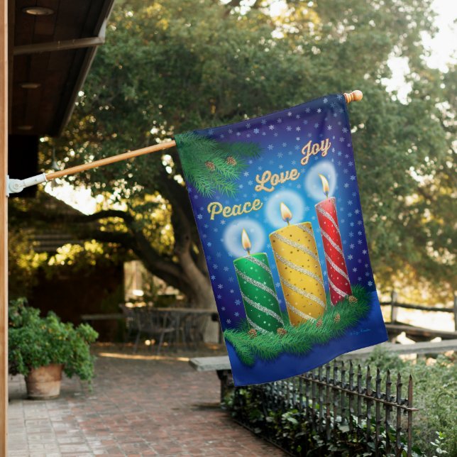 Christmas Candles Reversible House Flag (In SItu)