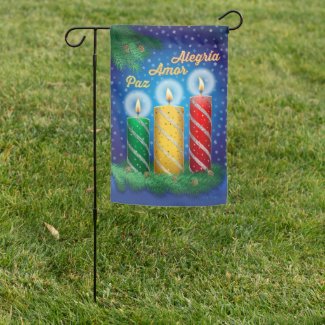 Christmas Candles Spanish Reversible Garden Flag