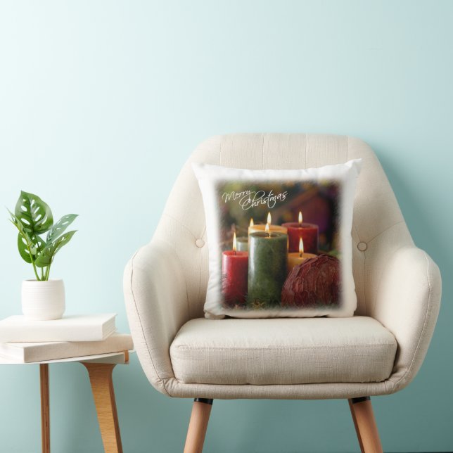 Christmas Candles Throw Pillow (Chair)