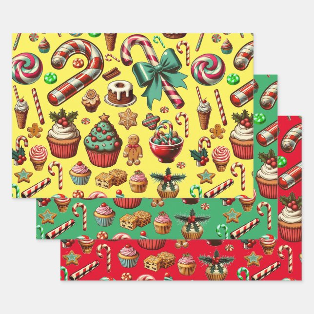 Christmas Candy And Sweet treats clipart  Wrapping Paper Sheets (Set)