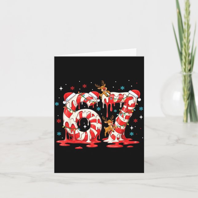 Christmas Candy Cane 67 Meme Six Seven Funny Boys  Card (Front)