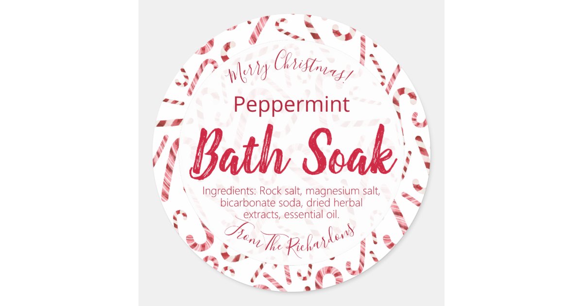 Christmas Candy Cane Bath Bomb Salt Soak Labels | Zazzle.com
