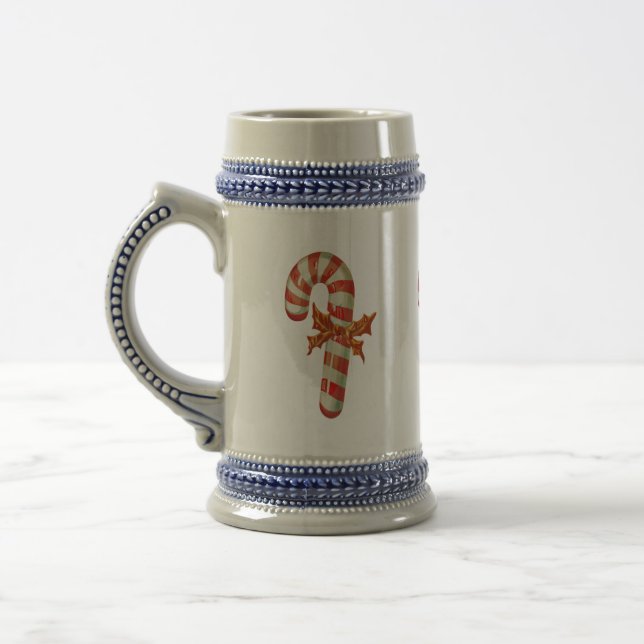 Christmas candy cane beer stein (Left)