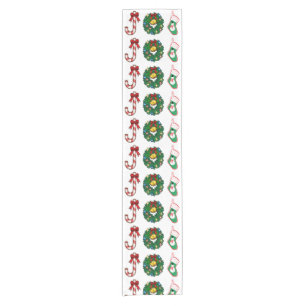 Christmas Candy cane Bells wreath Snowman Sock JOY Short Table Runner