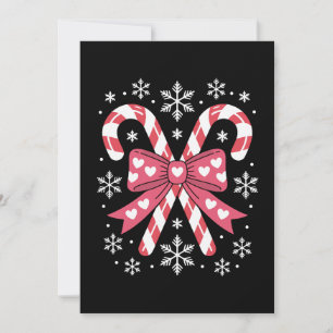 Christmas Candy Cane Bow Heart Snowflake Holiday Invitation