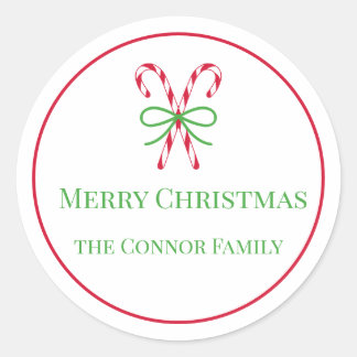 Christmas Candy Cane Classic Round Sticker