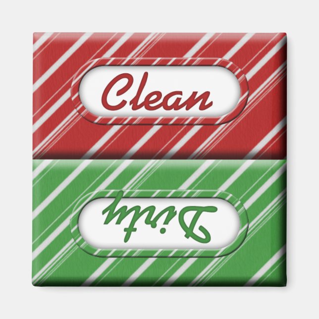 Christmas Candy Cane Clean Dirty Dishwasher Magnet (Front)