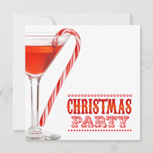 Christmas Candy Cane Cocktail Party Invitation