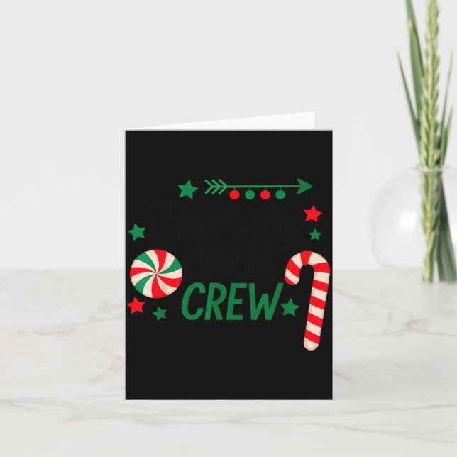 Christmas Candy Cane Crew Shirt Women Girls Boys K Card (Front)