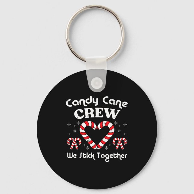 Christmas Candy Cane Crew Stick Together Xmas Wome Keychain (Front)