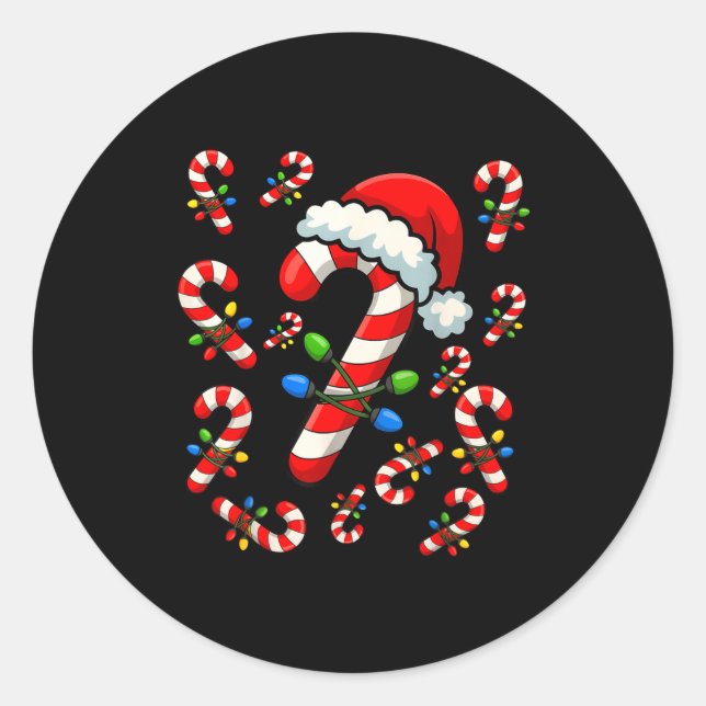Christmas Candy Cane Crew Xmas Holiday Family Matc Classic Round Sticker (Front)