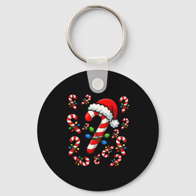 Christmas Candy Cane Crew Xmas Holiday Family Matc Keychain (Front)