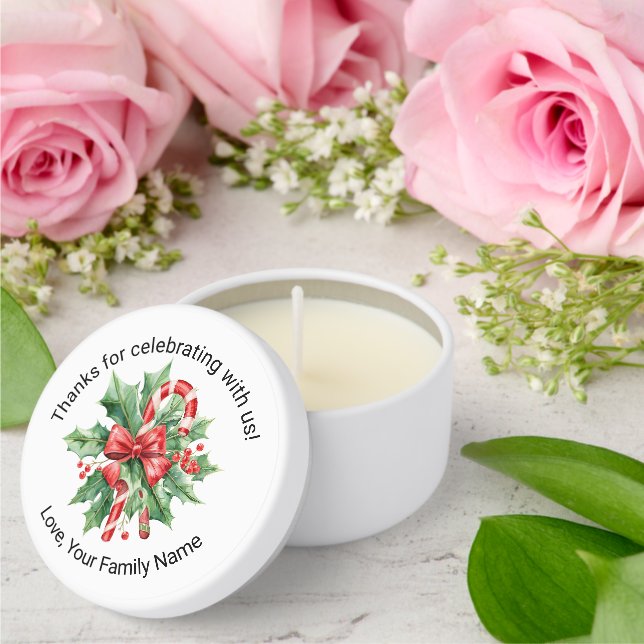 Christmas Candy Cane Custom Text Simple Mini Candle Favors (Insitu (Wedding))