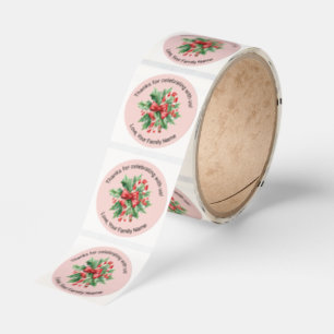 Christmas Candy Cane Custom Text Stickers Roll