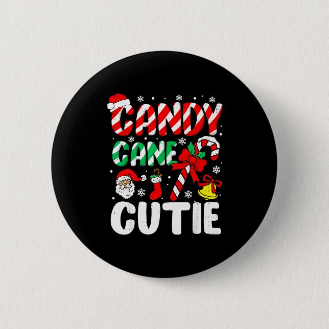 Christmas Candy Cane Cutie Xmas Holiday Toddler Ki Button (Front)
