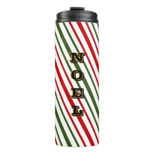 Christmas Candy Cane Diagonal Stripes Noel  Pillar Thermal Tumbler