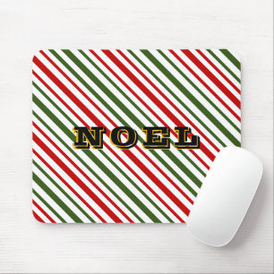 Christmas Candy Cane Diagonal Stripes Noel  Wood F Mouse Pad