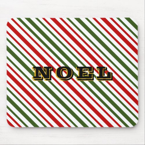 Christmas Candy Cane Diagonal Stripes Noel  Wood F Mouse Pad