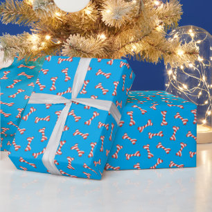 Christmas Candy Cane Dog Bones Wrapping Paper