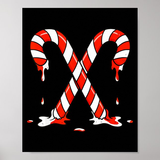 Christmas Candy Cane Drip Boys Girls Kids  Poster (Front)