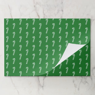 Christmas candy cane green white paper placemats