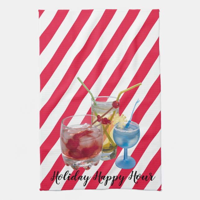 Christmas candy cane happy hour towel (Vertical)