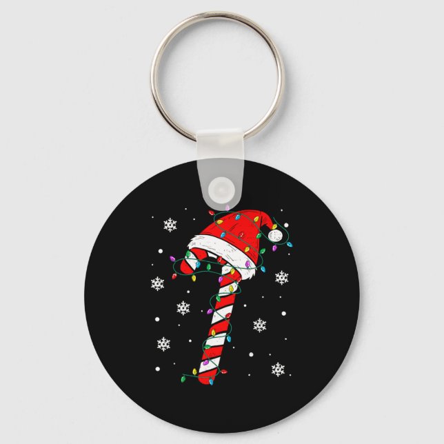 Christmas Candy Cane Hat Santa Xmas Holiday Toddle Keychain (Front)