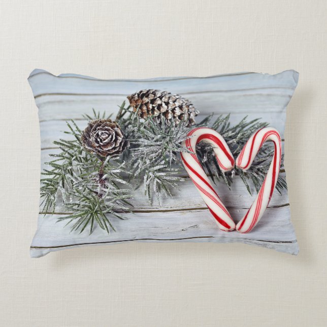 Christmas candy cane heart accent pillow (Front)